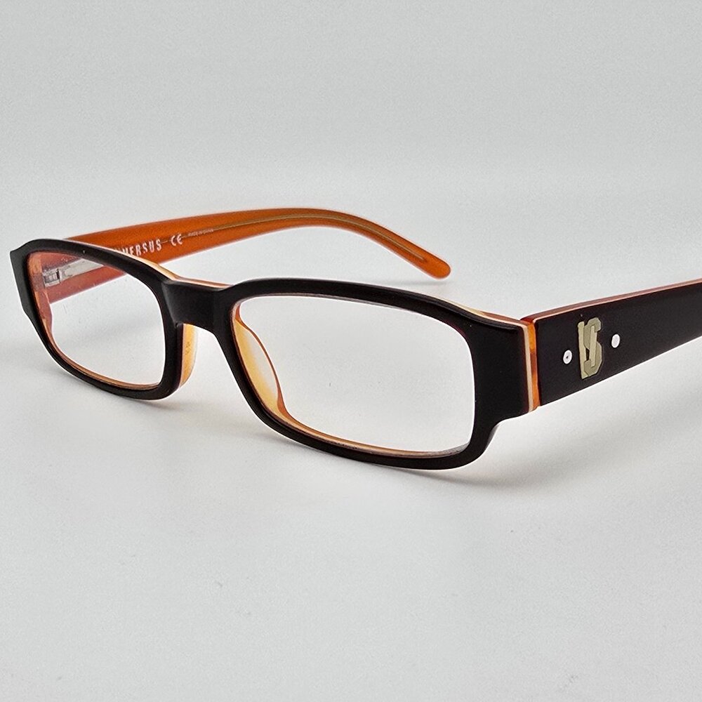 Versus Mod. 8032 677 Brown on Crystal Orange Eyeglasses Frame w/ Case 49-17-140 - Picture 3 of 15